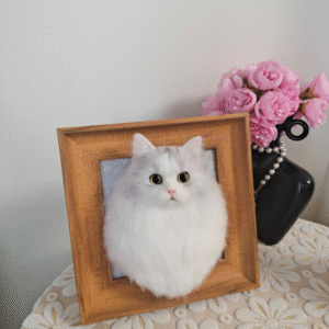 Custom Felted Cat Sculpture – Handcrafted Mini Pet Replica by FeltedNest